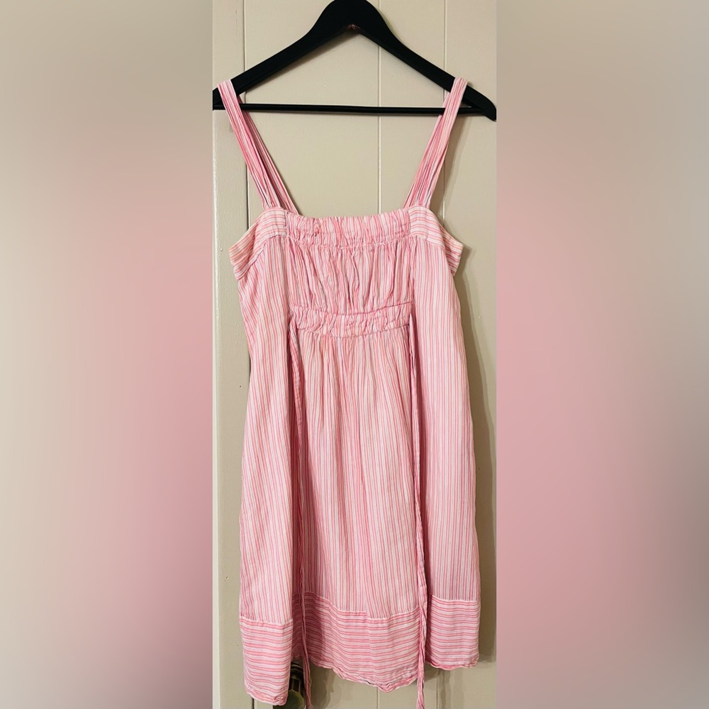 Like new Summer Zara Pink & White Striped Midi Dress
